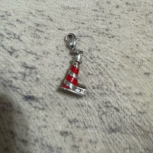 Striped lighthouse Red and Silver Charm